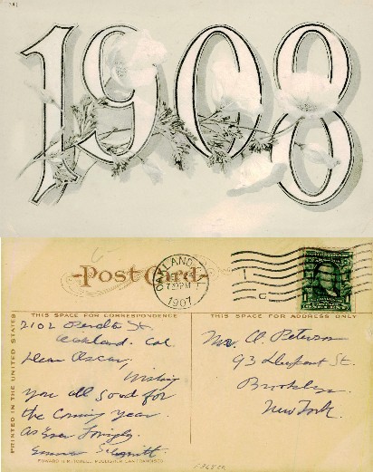 1908 New Year's Greeting with Poppies