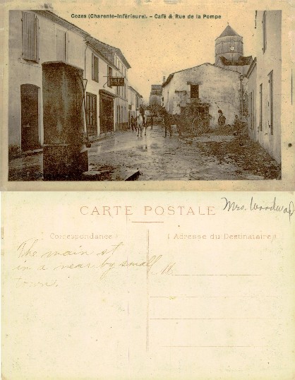 Cozes Street with Café and Church Tower