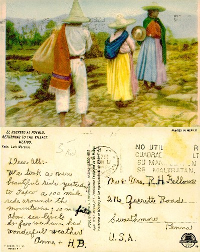 Three People Returning to Village in Mexico