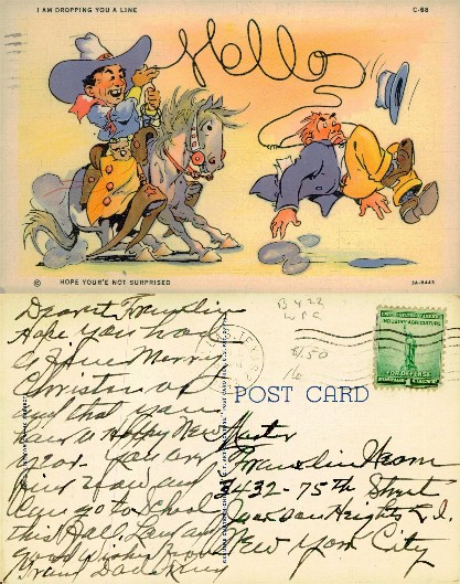 Cowboy Lassoing Man Comic Greeting