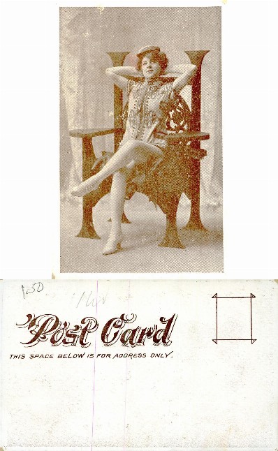 Woman posing on large letter H chair