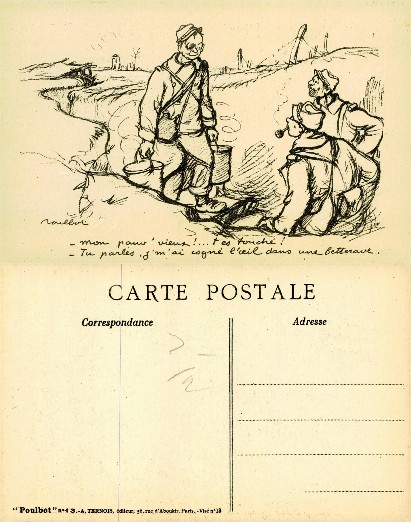 Cartoon Soldiers in Trench