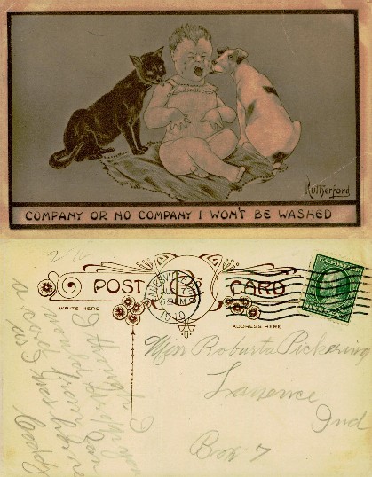 Crying Baby with Cat and Dog