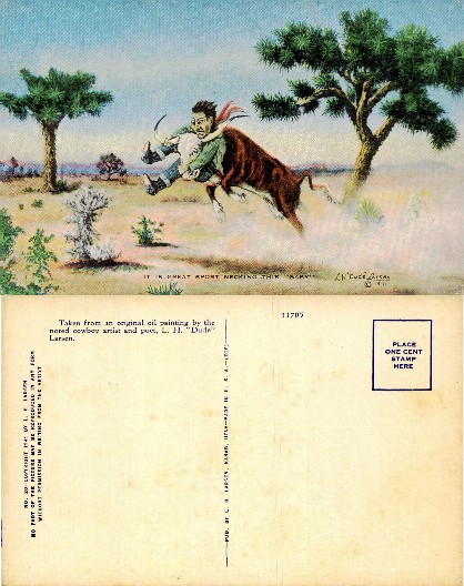 Cowboy Necking a Calf