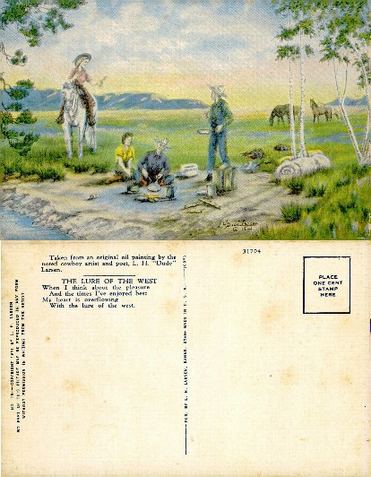 Cowboy Camp Scene with Horses