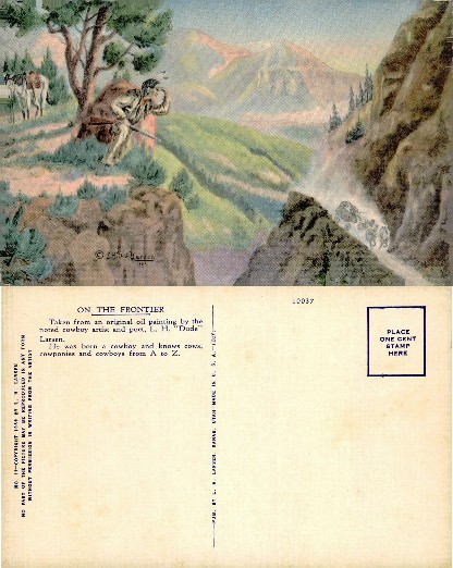 Frontier Mountain Scene with Wagon Train