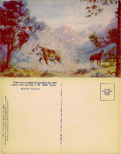 Cowboy Roping Steer in Mountain Landscape