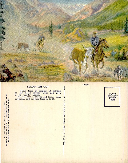 Cowboys Herding Cattle in Mountains
