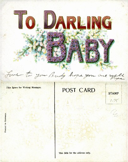 "To Darling Baby" Floral Lettering