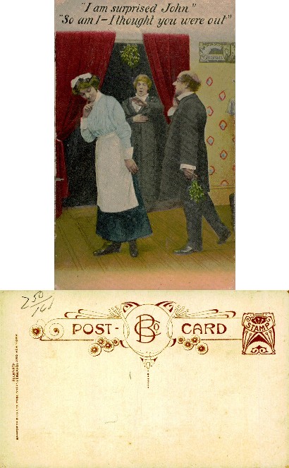 Man with Mistletoe Surprises Maid