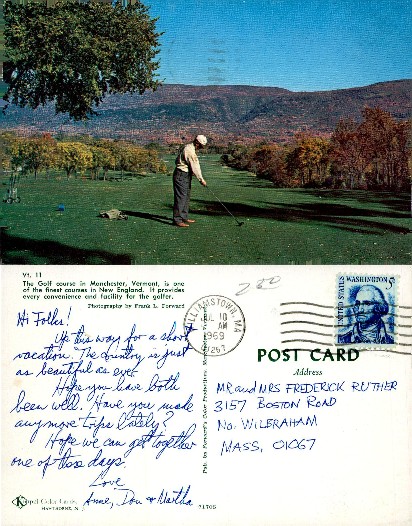 Golfer on course with autumn mountains