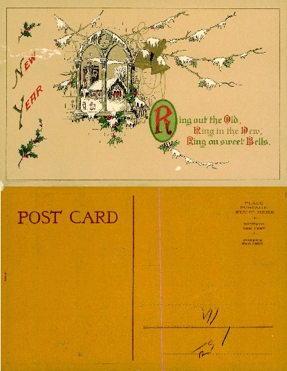 New Year Bells and Winter Church Scene