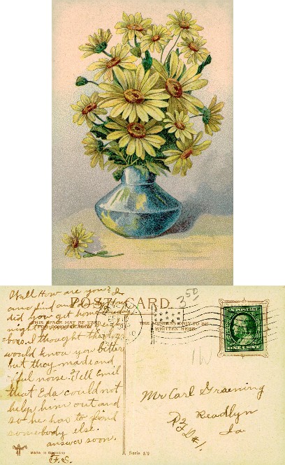 Yellow Daisies in Blue Vase