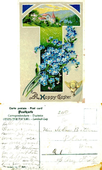 Floral Easter Greeting with Landscape