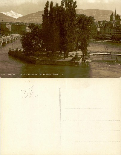 Ile J. J. Rousseau and Mont Blanc, Geneva