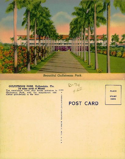 Palm-lined Entrance to Gulfstream Park