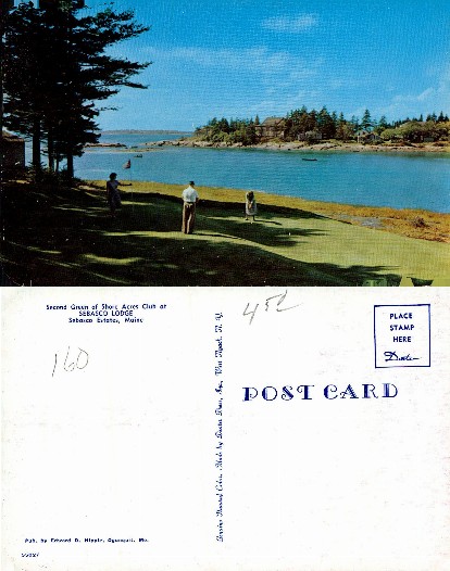 Golfers on Green by Coastal Water