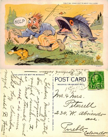Fisherman Attacked by Giant Fish Cartoon