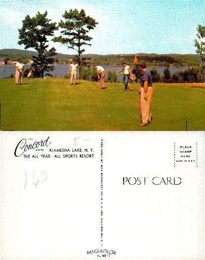 Golfers on a Course by a Lake