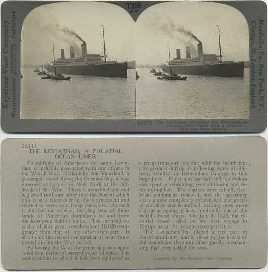 Ocean Liner Leviathan with Tugs