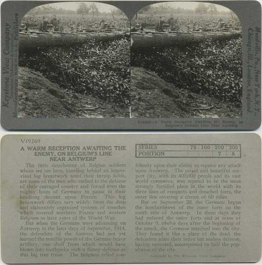Belgian Soldiers in Log Breastwork