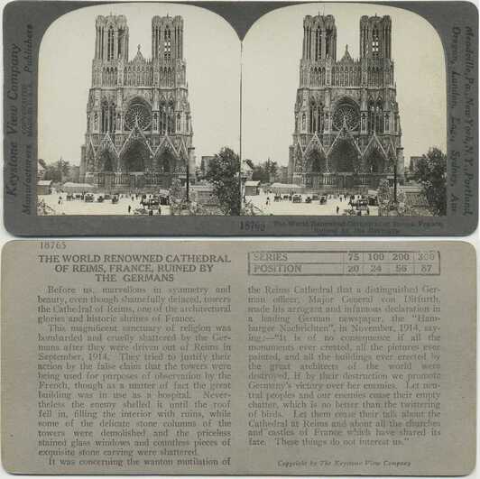 Reims Cathedral Facade, WWI Damage
