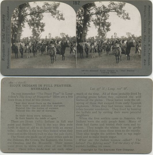 Mounted Sioux Indians in Full Feather