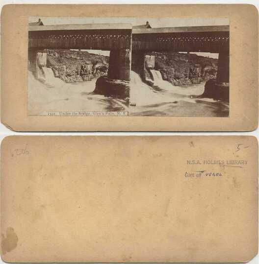 Covered Bridge over Waterfall