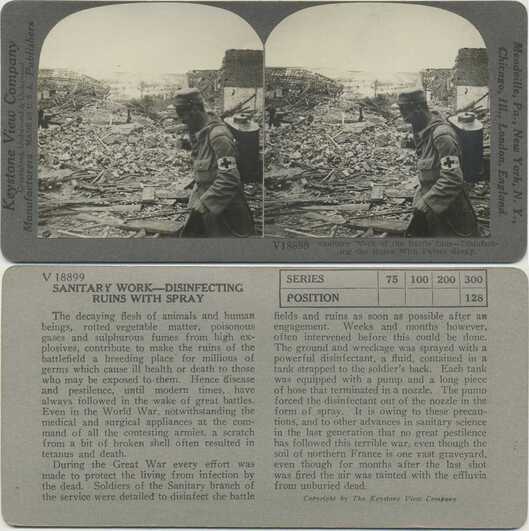 Soldier Disinfecting War Ruins