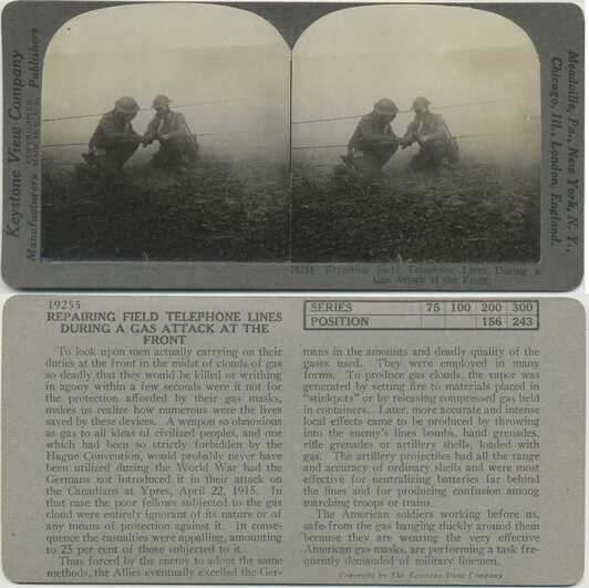 Soldiers Repairing Lines in Gas Attack