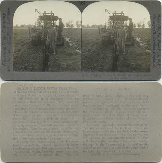 Tractor Digging Ditch, Laying Tile