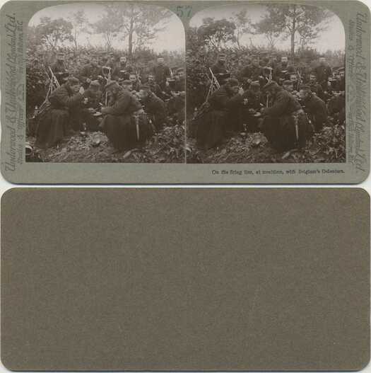 Belgian Soldiers Eating on Firing Line