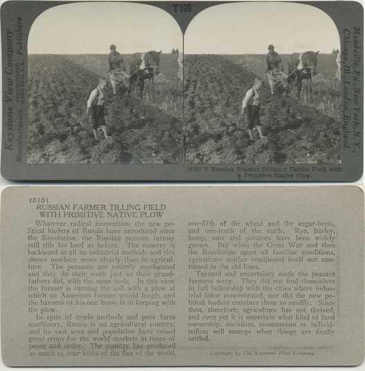 Russian Farmer Tilling Field with Plow
