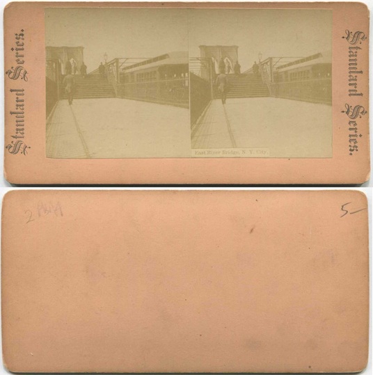 East River Bridge with people & train