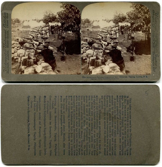 Soldiers firing from stone defenses