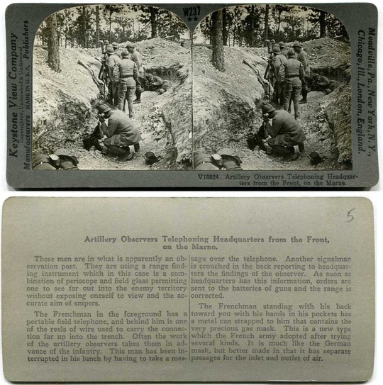 Artillery Observers Telephoning from Trench