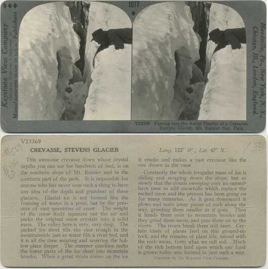 Peering into Glacier Crevasse
