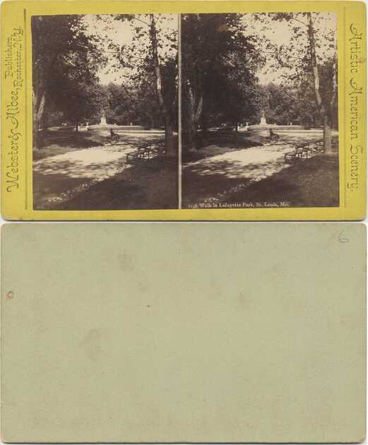 Park Walk with Trees and Statue