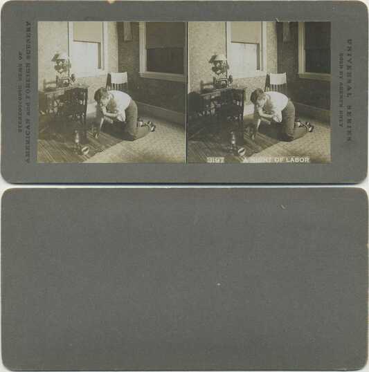 Man Kneeling by Sewing Machine