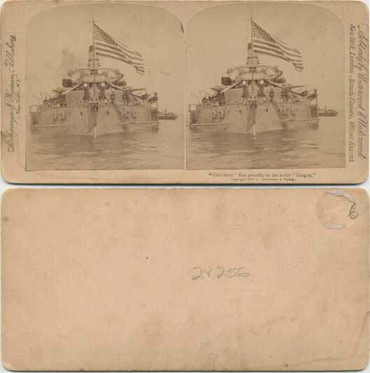 USS Oregon Battleship with Flag