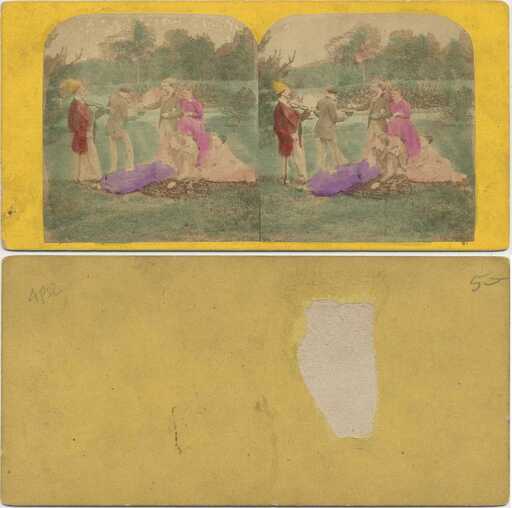 Group with Fiddler in Park Scene
