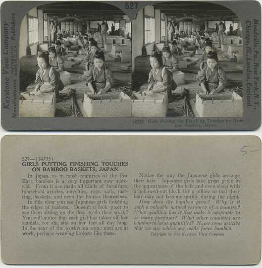 Japanese Girls Making Bamboo Baskets