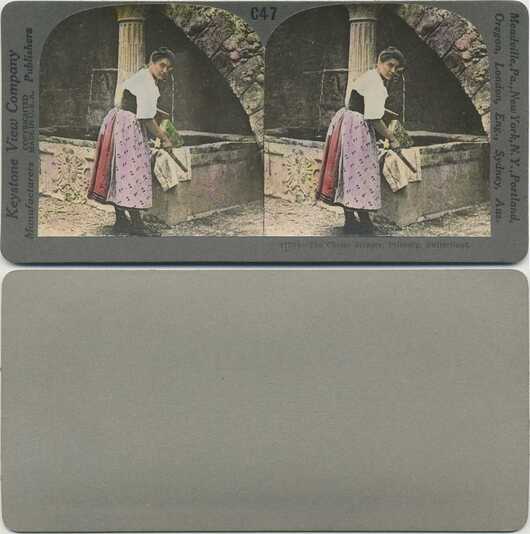 Woman Scraping Cheese at Fountain