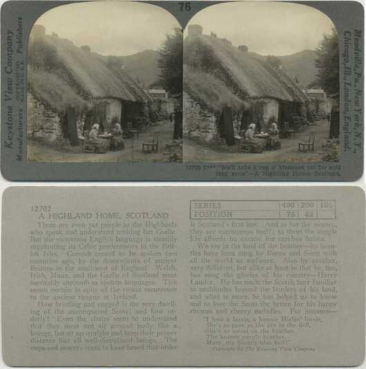 Women Outside a Thatch-Roofed Cottage
