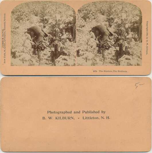 Hunters and Deer in Snowy Woods