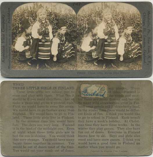 Three Little Girls in Finnish Dress