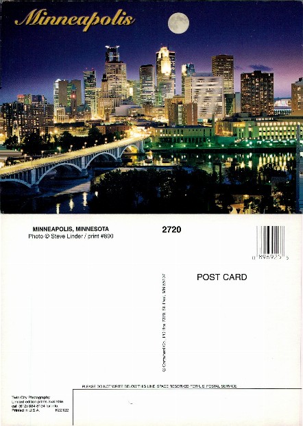 Minneapolis Skyline and Bridge Night