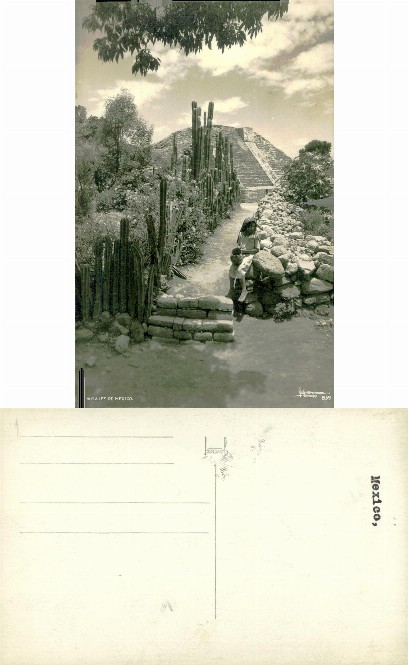 Pyramid with Cacti, Path, and Person