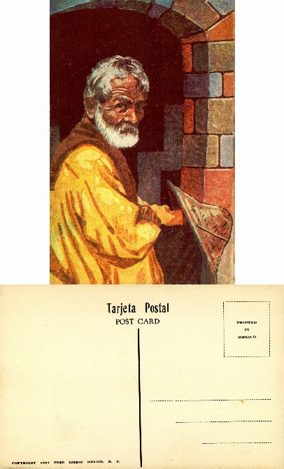 Elderly Man in Tunic with Basket