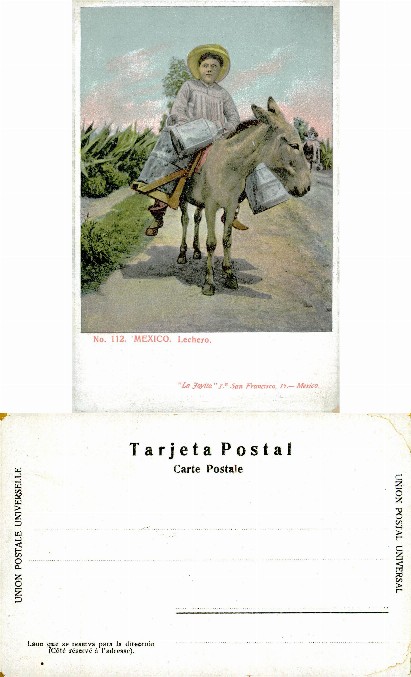 Mexican Milkman Riding a Donkey